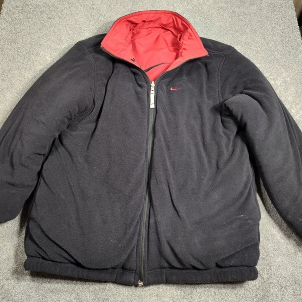 Nike Reversible Red Black Fleece Track Jacket Men's‎ Large Zip Up - Picture 4 of 15
